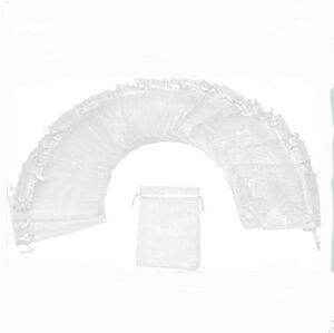 50 White Drawstring Sheer Organza Bags 4x6